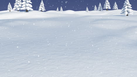 animación de nieve cayendo sobre los árboles con fondo azul