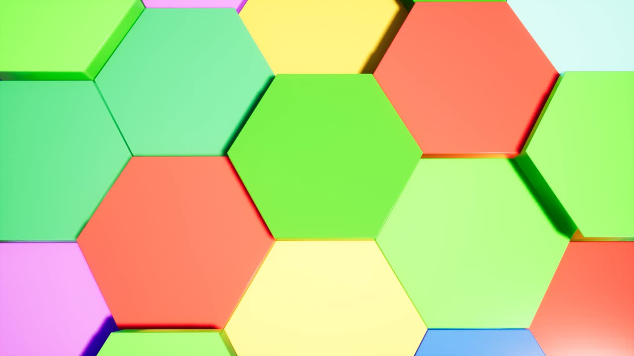 hexágonos de colores. gran video para su introducción 4k