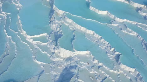 aerial view of natural travertine pools and terraces in pamukkale