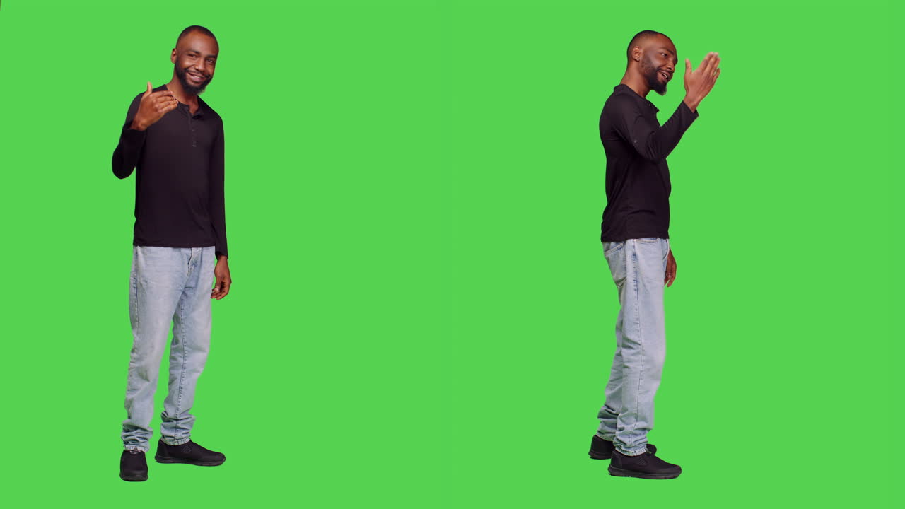 Homem em tela verde