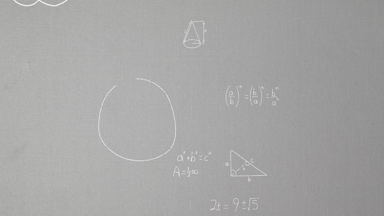 회색 배경에 수학 방정식의 애니메이션