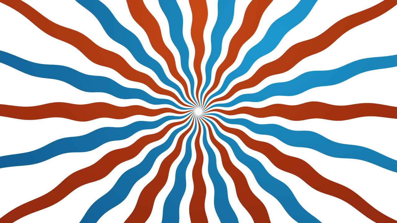 Rays and wavy shapes red blue animated background