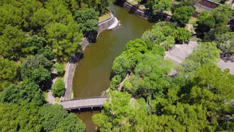 River-canals-and-forests-around-Mausoleum-of-Emperor-Thu-Duc,-Hue-Vietnam