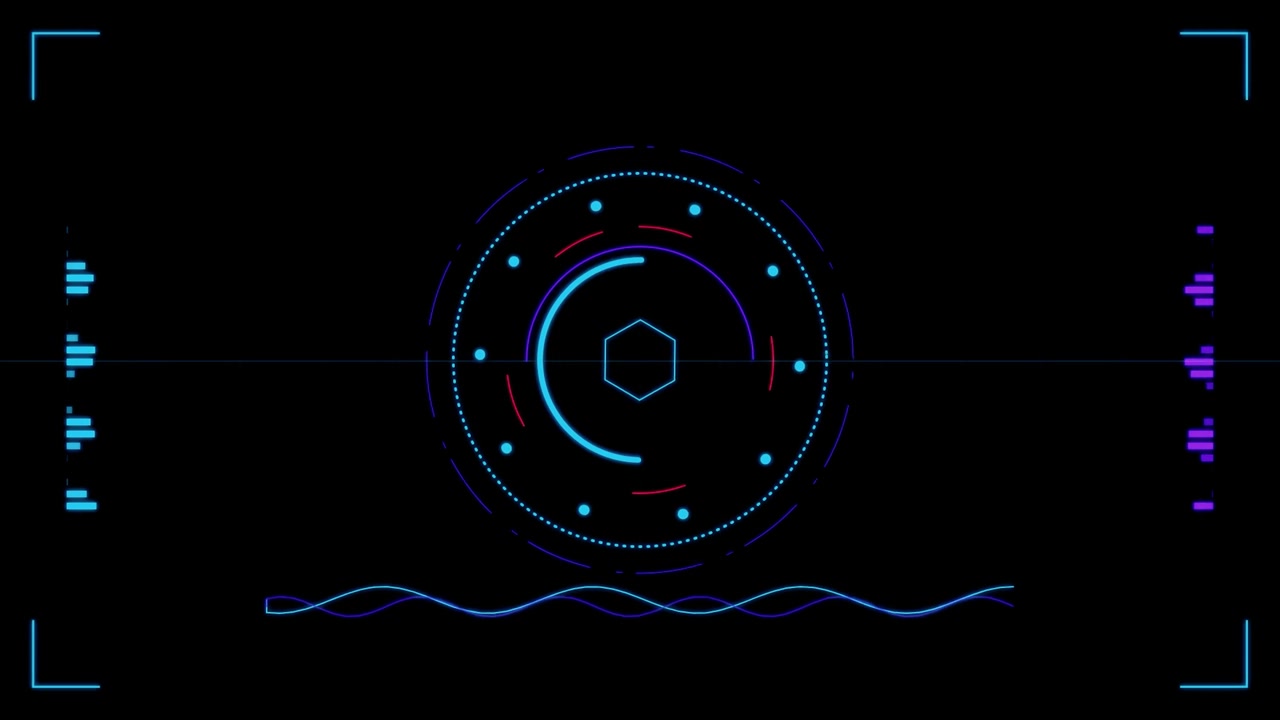 Futuristic Digital HUD Interface With Rotating Circular Elements