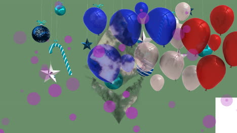 animación de formas y bolas sobre globos
