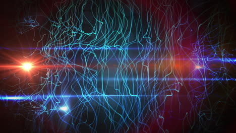 animación de la red de conexiones y procesamiento de datos