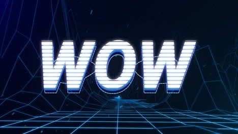 animación pantalla de videojuegos antiguos con la palabra wow escrita