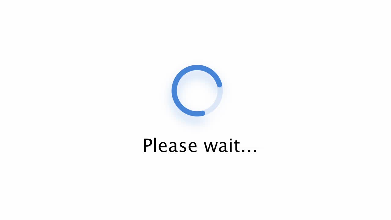 por favor, espere el círculo de carga en la pantalla del dispositivo visualización digital de la página web sitio web. software de computadora monitor punto de vista de carga procesamiento de archivo, video, música, datos.