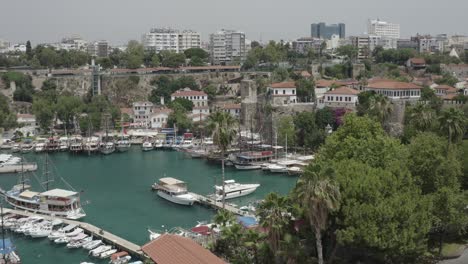 antalya marina with antalya castle