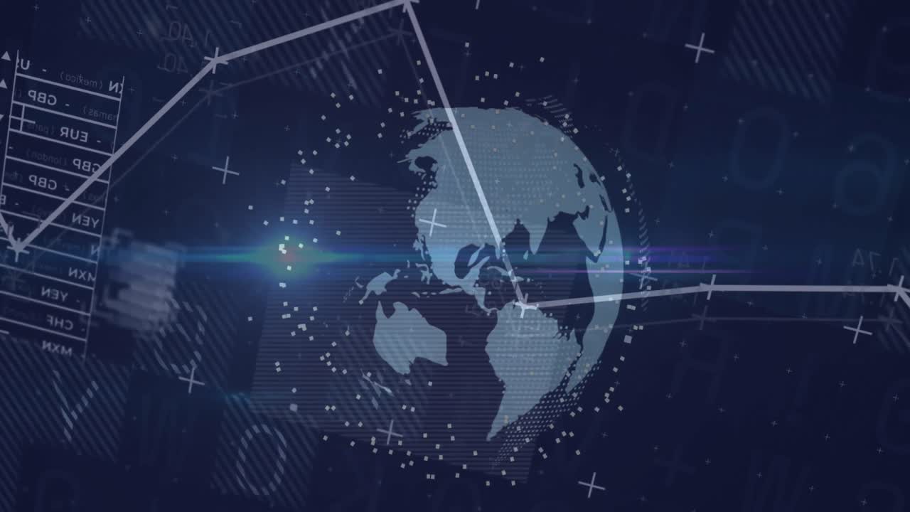 검은 바탕 위의 금융 데이터 처리의 애니메이션