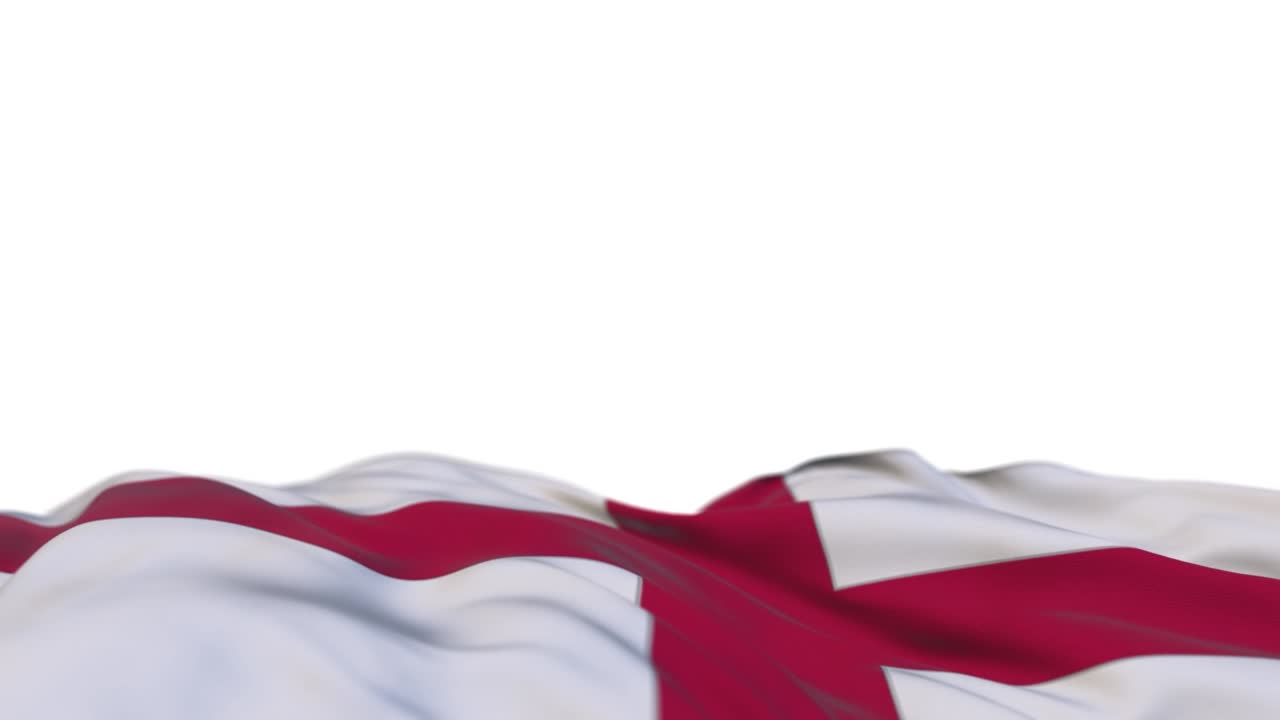 바람의 루프에 흔들리는 잉글랜드의 천 발, 바람에 흔들린 잉글랜드의 봉제, 은 천의 배너, 반 채워진 색 배경, 텍스트를 위한 장소, 20 초 루프.
