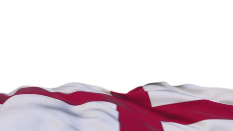 england fabric flag waving on the wind loop. england embroidery stitched cloth banner swaying on the breeze. half-filled white background. place for text. 20 seconds loop.