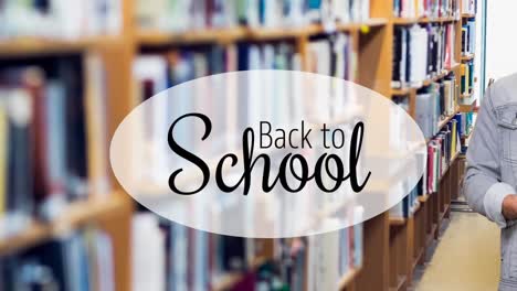 Animation-of-back-to-school-text-over-library