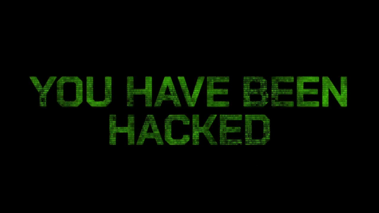 DU ER BLEVET HACKET-besked i glitchy grøn tekst