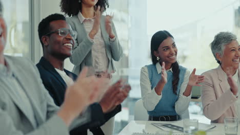 business people, group and applause