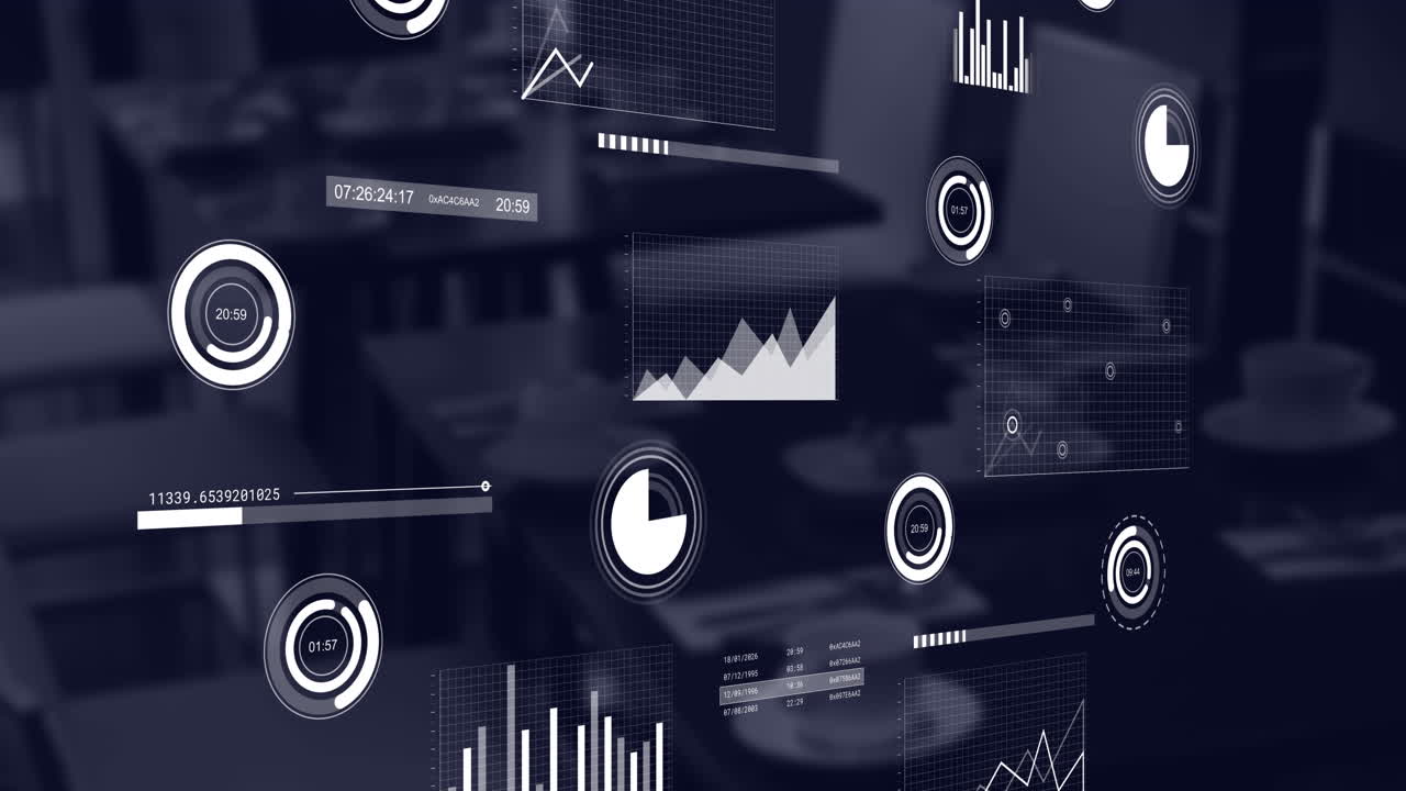Animation of statistical data processing against empty office