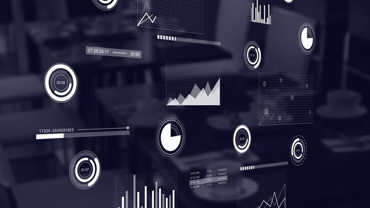 Animation of statistical data processing against empty office