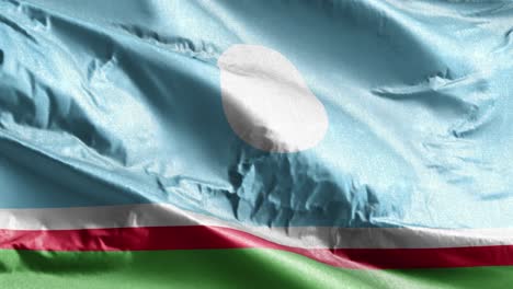 la bandera textil de la república de sakha ondeando en el bucle del viento. el estandarte de la república de sakha balanceándose en la brisa. el tejido textil de tela. fondo de relleno completo. bucle de 10 segundos.