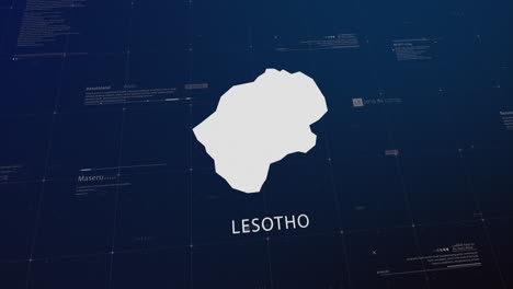 lesotho country map comes to life with cinematic panning, unveiling key details, the capital, and slogan, providing an engaging background for corporate and commercial use