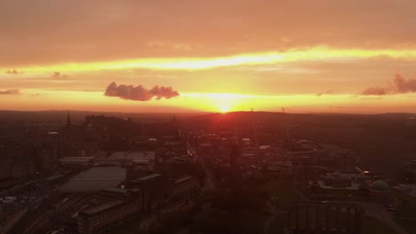 stunning sunset over edinburgh, scotland