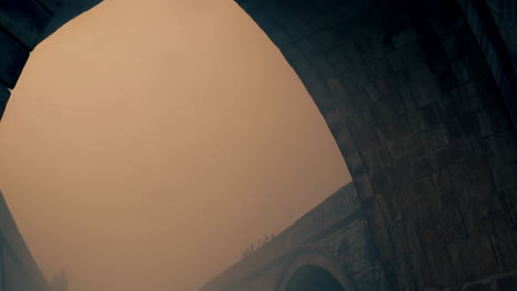 misty bridge at dawn