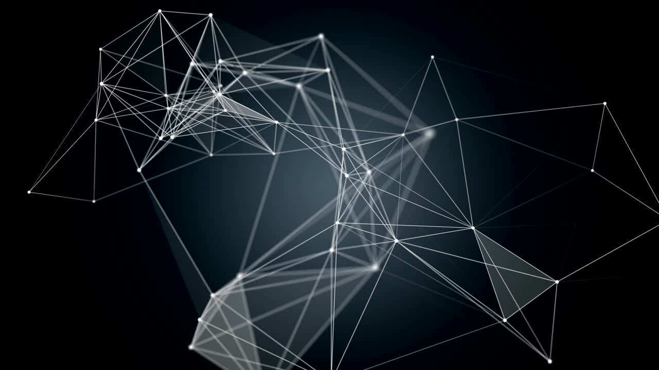 Futuristic plexus animation with glowing triangles in slow motion, 4096x2304 loop 4K