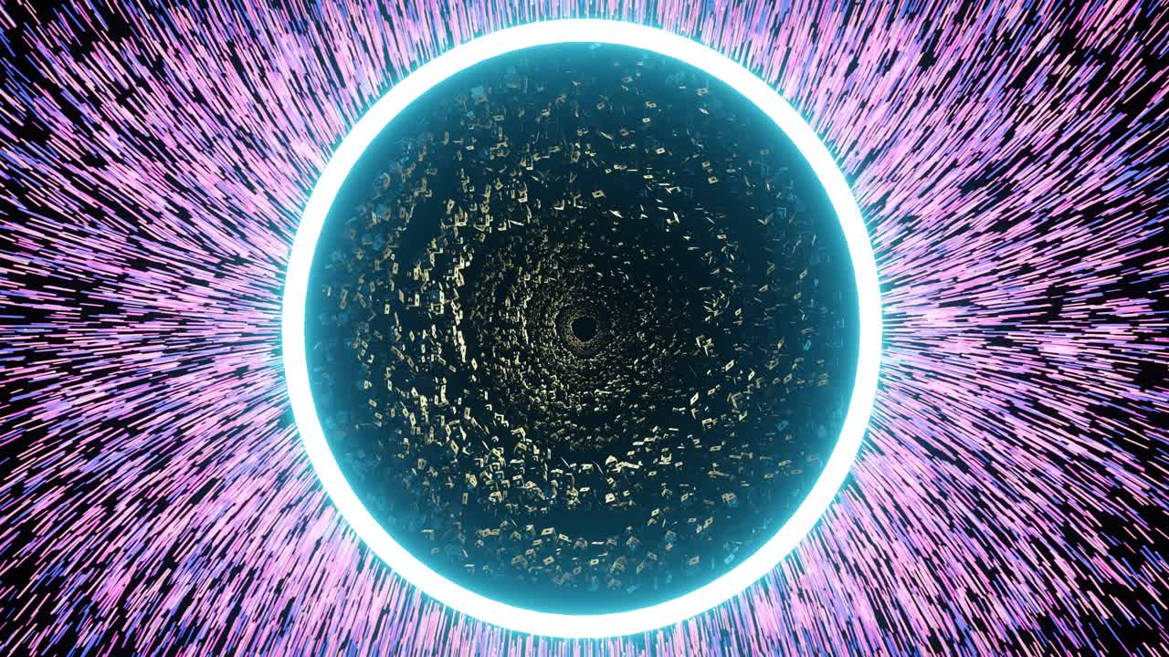 portal abstracto a lo desconocido. anillo azul de energía con chispas rosas. fondo.