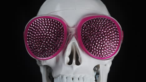 human skull with sunglasses