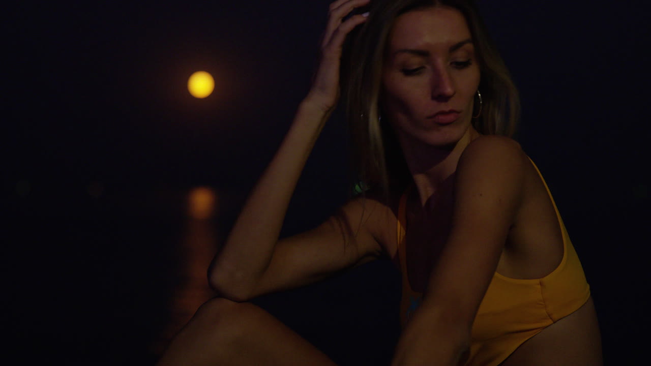 Slim Ukrainian Female Model Posing Against Blurry Background Near Odessa Harbour In Ukraine