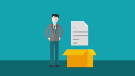 hombre de negocios caja de cartón negocio de documentos