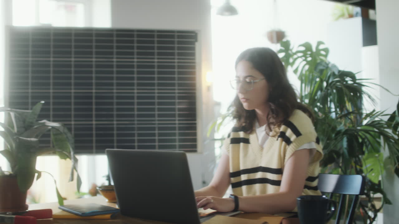 Girl Working in Eco-Friendly Home Office