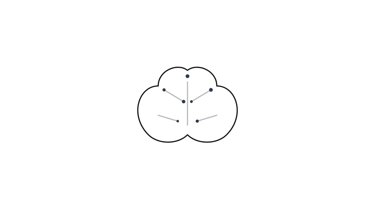 Minimalist Animated Brain Icon with Connecting Nodes