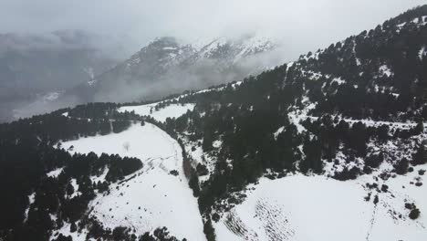 beautiful aerial landscape of snow-capped mountains in the pyrenees