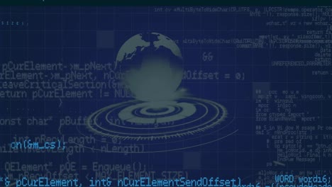Animation-Der-Datenverarbeitung-Mit-Globus-Auf-Blauem-Hintergrund