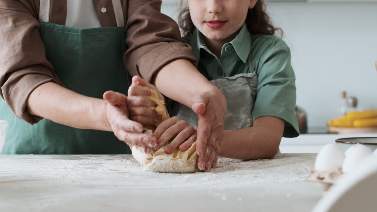 Grandma and girl baking
