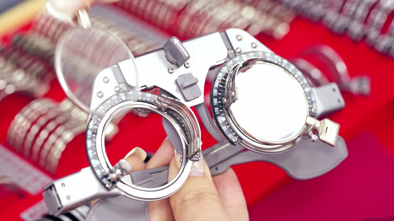 Ophthalmic testing device machine. Close up view of tool for ophthalmologists