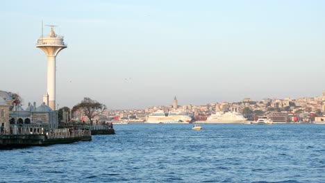 istanbul harbor view with cruise ships