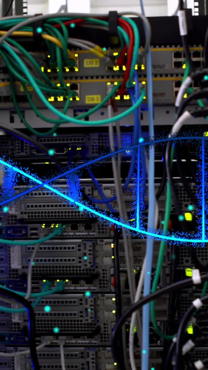 Animation of medical data processing over server room
