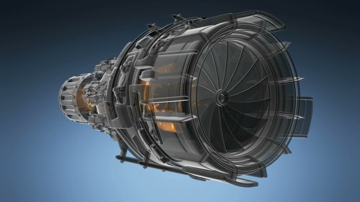 Rotate Jet Engine Turbine