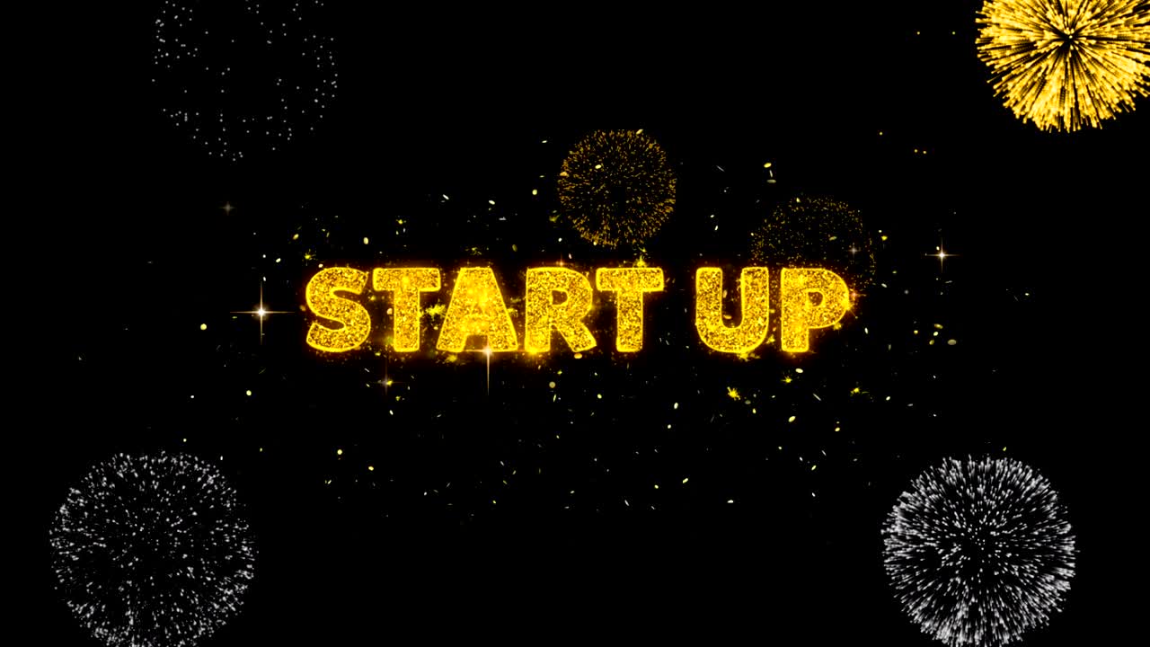 comenzar el texto revela en brillo partículas de oro fuegos artificiales.