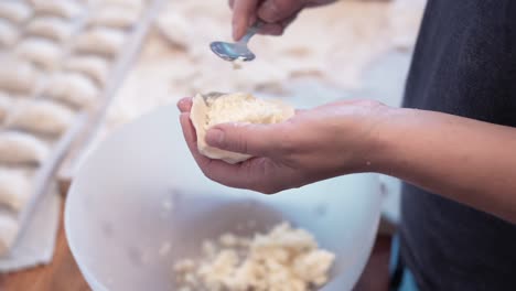 woman making dumplings at home