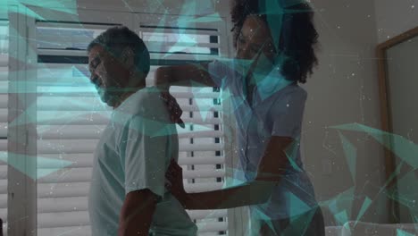 animation of connections over diverse doctor and patient doing massage