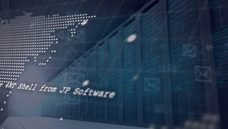 animación del procesamiento de datos digitales a través de servidores informáticos