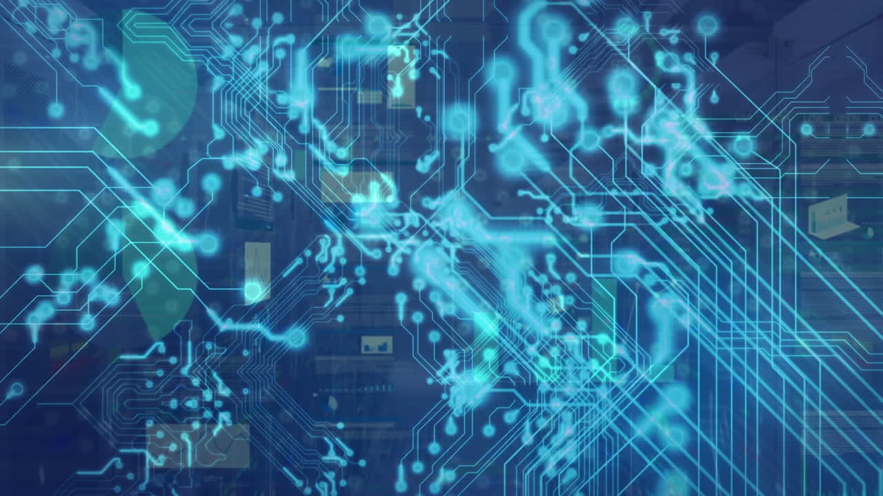 해군 배경에 있는 집적 회로의 애니메이션