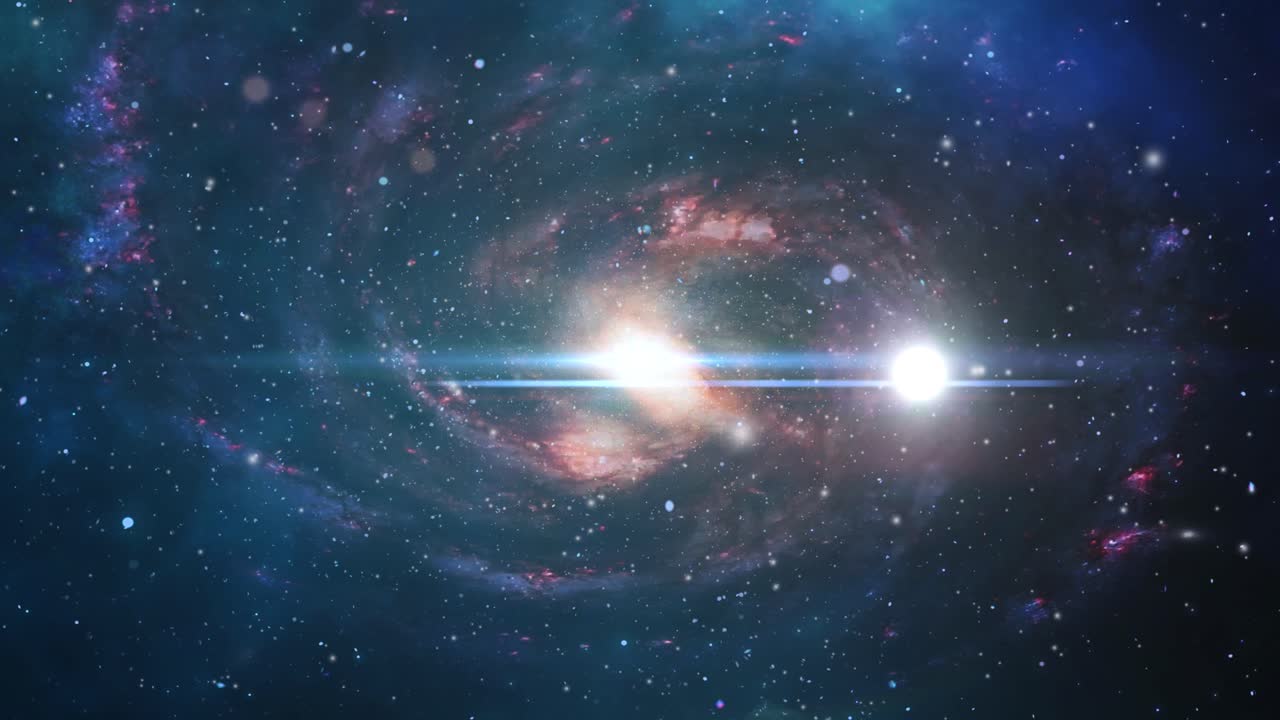 우주에 상주하고 회전하는 은하수의 모습