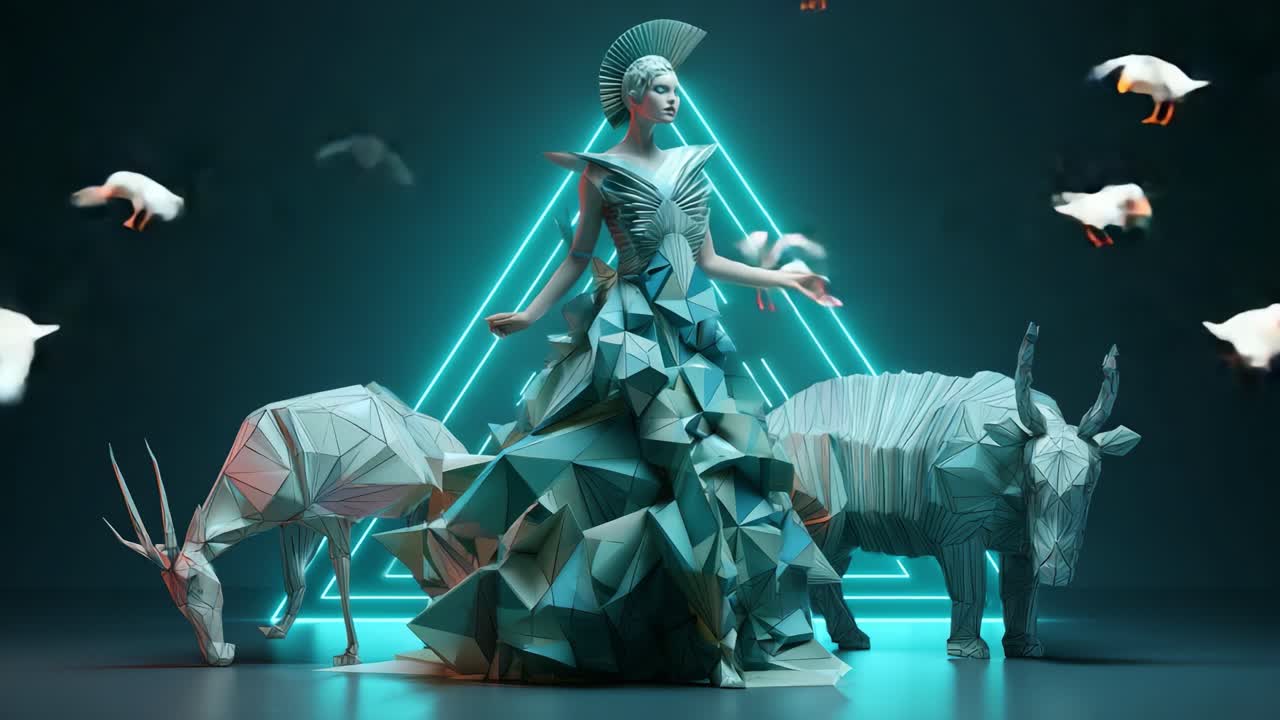 Moda futuristica low poly con animali