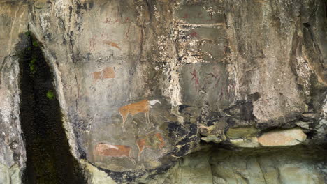 ancient san cave paintings in a cave in the drakensberg mountains in south africa