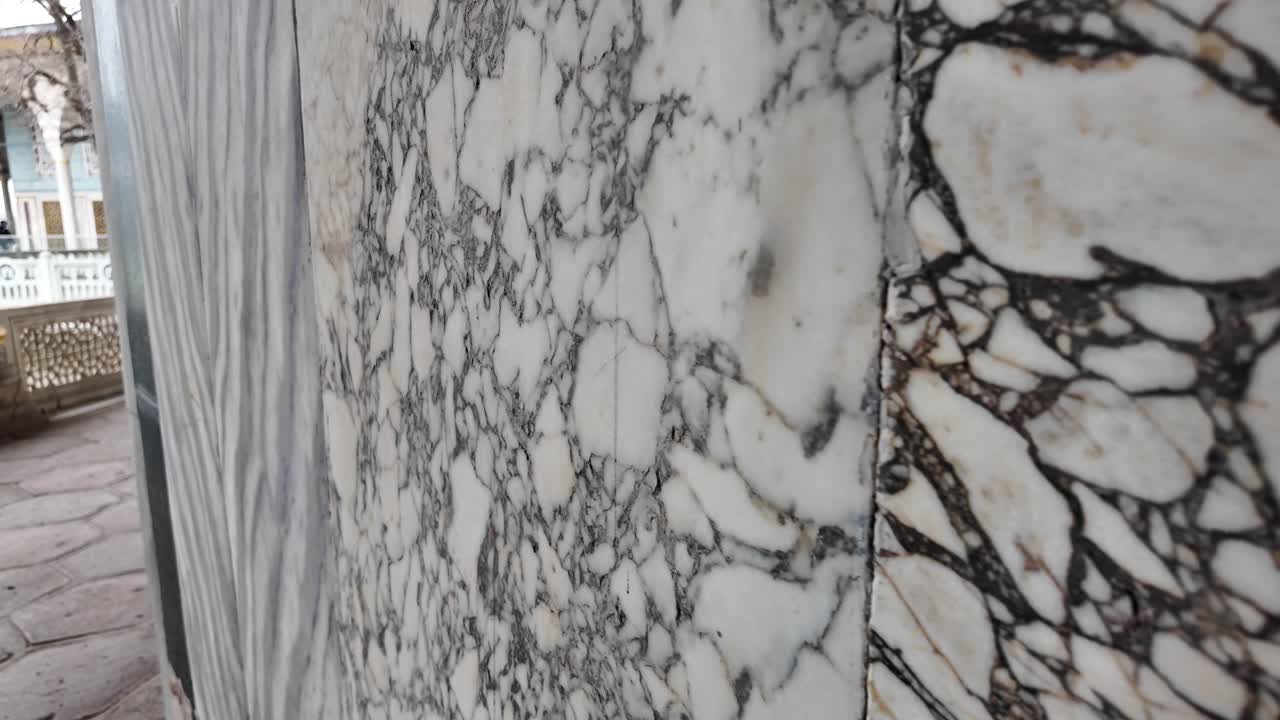 Detailed view of ornate marble wall