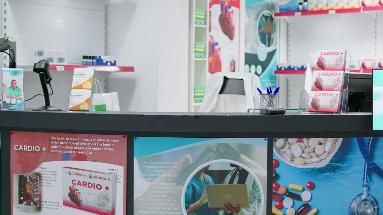 farmacia equipada con envases y frascos de medicamentos