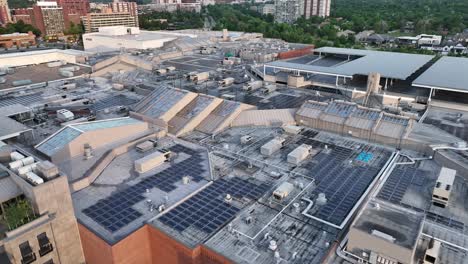 solar panels on industrial roof of shopping mall in america